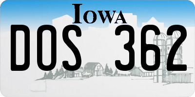 IA license plate DOS362