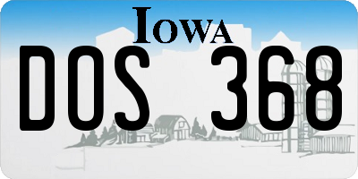 IA license plate DOS368