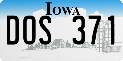 IA license plate DOS371
