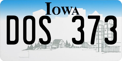 IA license plate DOS373