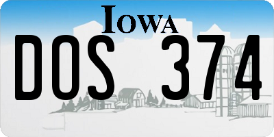 IA license plate DOS374