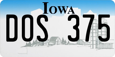 IA license plate DOS375