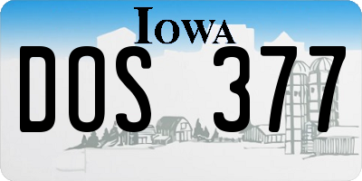 IA license plate DOS377