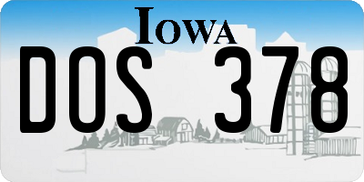 IA license plate DOS378