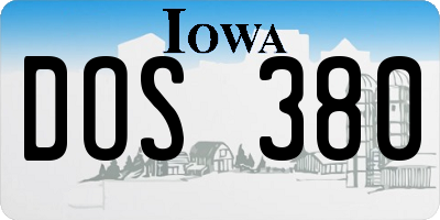 IA license plate DOS380