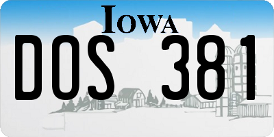 IA license plate DOS381