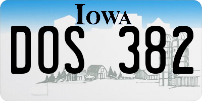 IA license plate DOS382