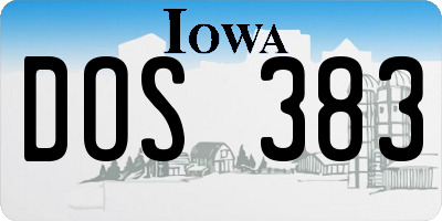 IA license plate DOS383