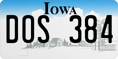 IA license plate DOS384