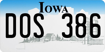 IA license plate DOS386