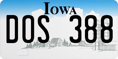 IA license plate DOS388