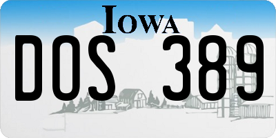 IA license plate DOS389