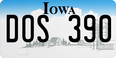 IA license plate DOS390