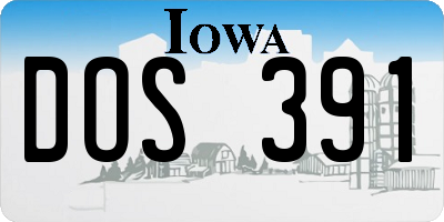 IA license plate DOS391