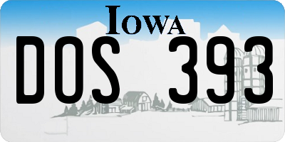 IA license plate DOS393