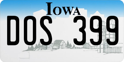 IA license plate DOS399
