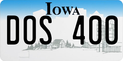 IA license plate DOS400