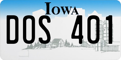 IA license plate DOS401
