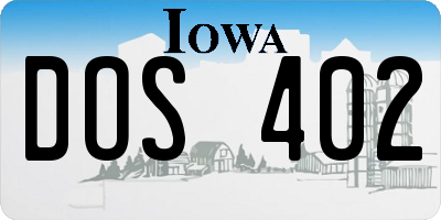 IA license plate DOS402