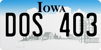 IA license plate DOS403