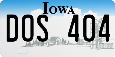 IA license plate DOS404