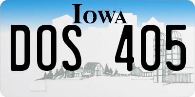 IA license plate DOS405