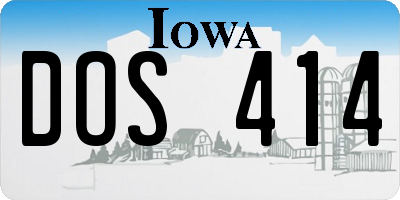 IA license plate DOS414