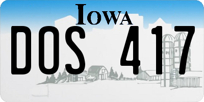 IA license plate DOS417