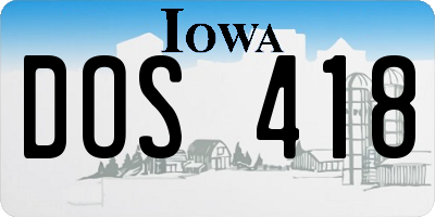 IA license plate DOS418