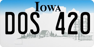 IA license plate DOS420