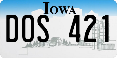 IA license plate DOS421