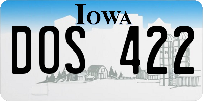 IA license plate DOS422