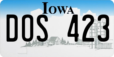 IA license plate DOS423