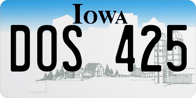IA license plate DOS425