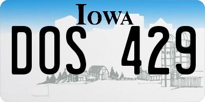 IA license plate DOS429