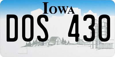 IA license plate DOS430