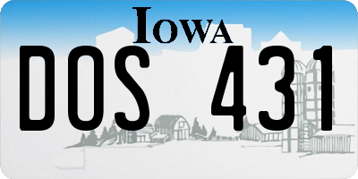 IA license plate DOS431