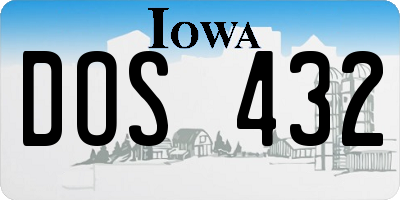 IA license plate DOS432