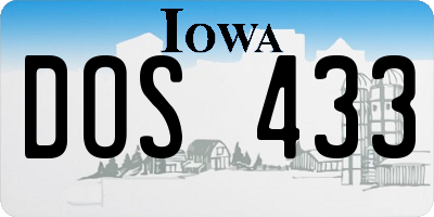 IA license plate DOS433