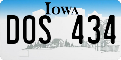 IA license plate DOS434