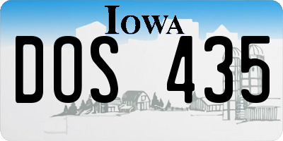 IA license plate DOS435