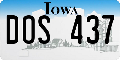 IA license plate DOS437