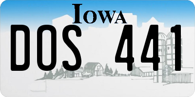 IA license plate DOS441