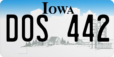 IA license plate DOS442