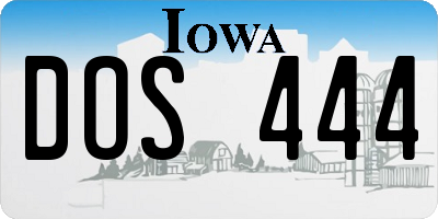 IA license plate DOS444