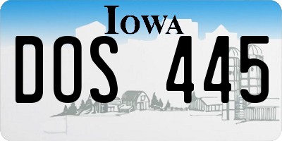 IA license plate DOS445
