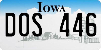 IA license plate DOS446