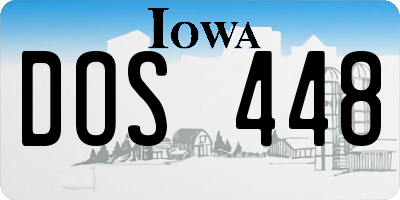 IA license plate DOS448