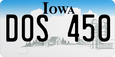 IA license plate DOS450