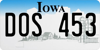 IA license plate DOS453